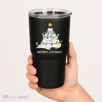 Merry Catmas Cat Christmas Tree Lights Funny Xmas Tumbler thumb 2