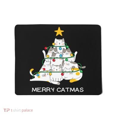 Merry Catmas Cat Christmas Tree Lights Funny Xmas Mousepad