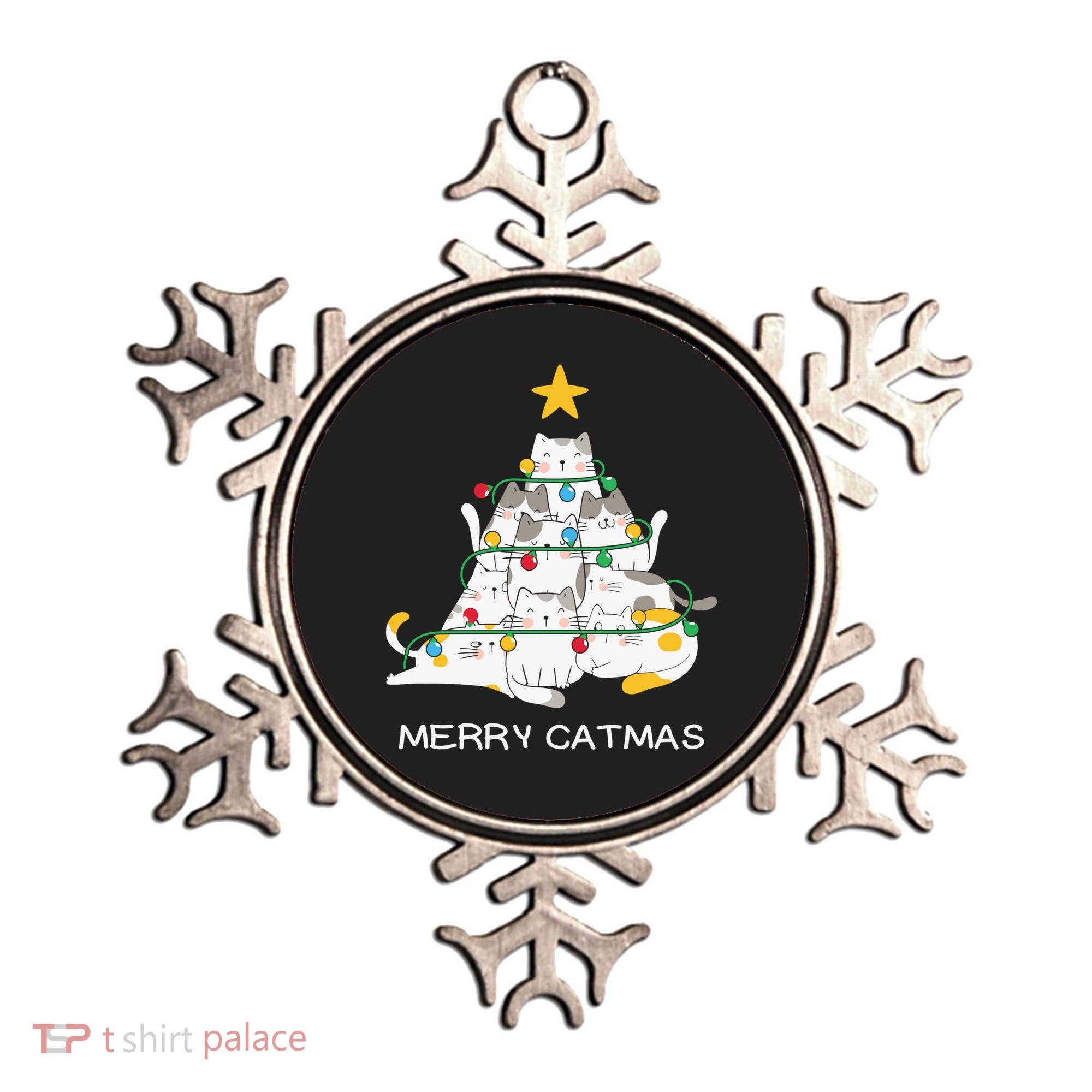 Merry Catmas Cat Christmas Tree Lights Funny Xmas Ornament