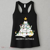 Merry Catmas Cat Christmas Tree Lights Funny Xmas Women's Tank Top thumb 3