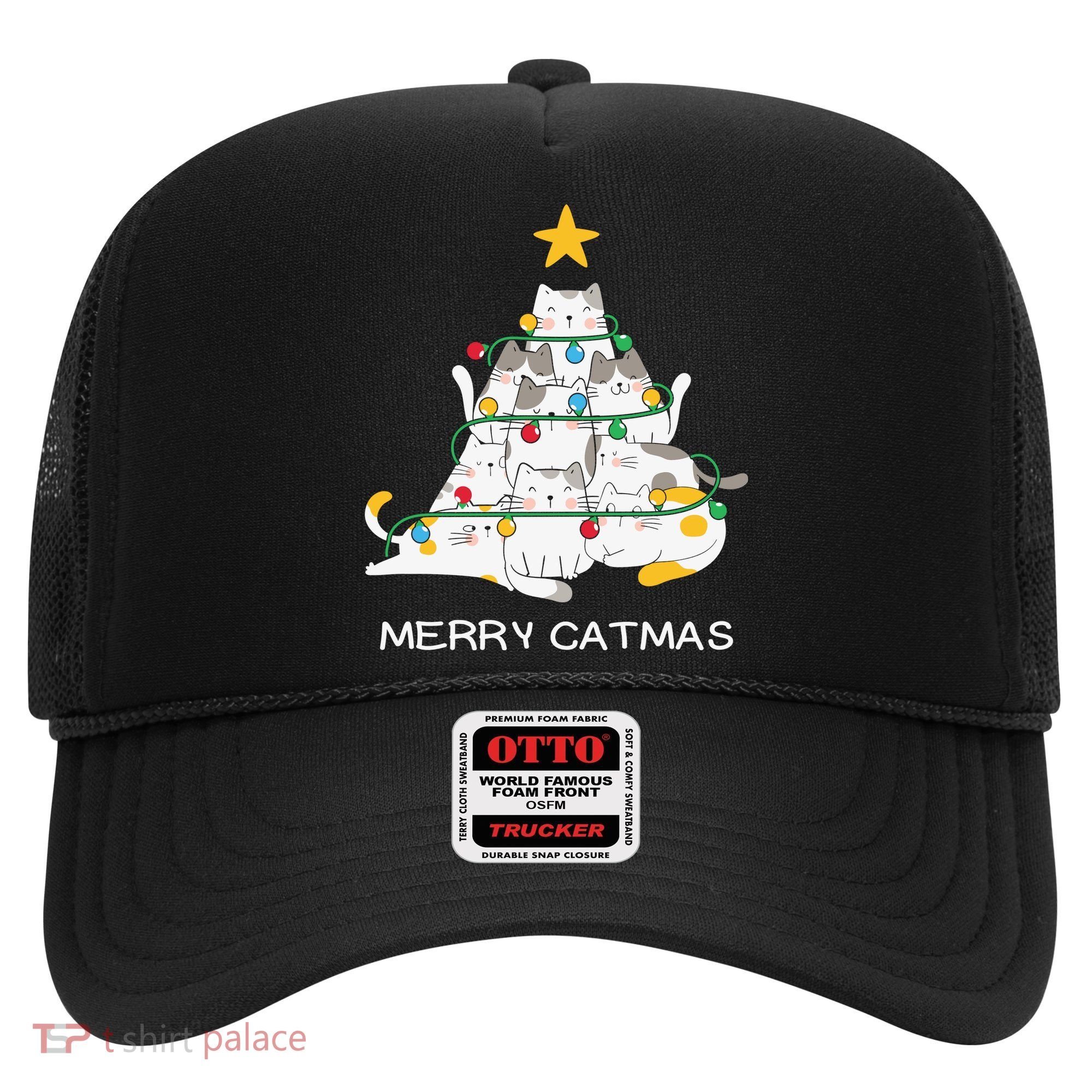 Merry Catmas Cat Christmas Tree Lights Funny Xmas Hat