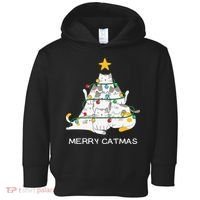 Merry Catmas Cat Christmas Tree Lights Funny Xmas Toddler Hoodie thumb 0