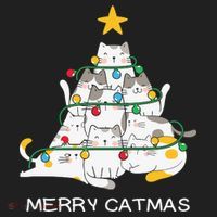 Merry Catmas Cat Christmas Tree Lights Funny Xmas Golf Towel thumb 3