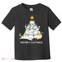 Merry Catmas Cat Christmas Tree Lights Funny Xmas Toddler T-Shirt thumb 0