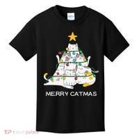 Merry Catmas Cat Christmas Tree Lights Funny Xmas Kids T-Shirt thumb 0
