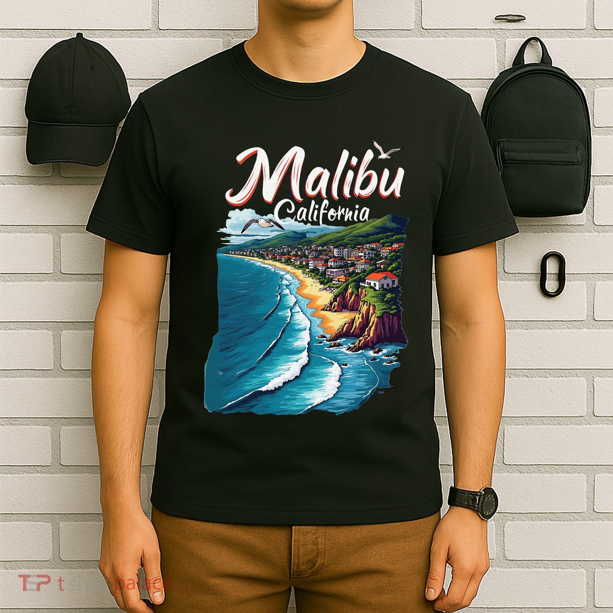 Malibu California Coastal Scenic Beach T-Shirt