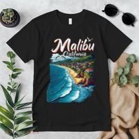 Malibu California Coastal Scenic Beach Premium T-Shirt thumb 2