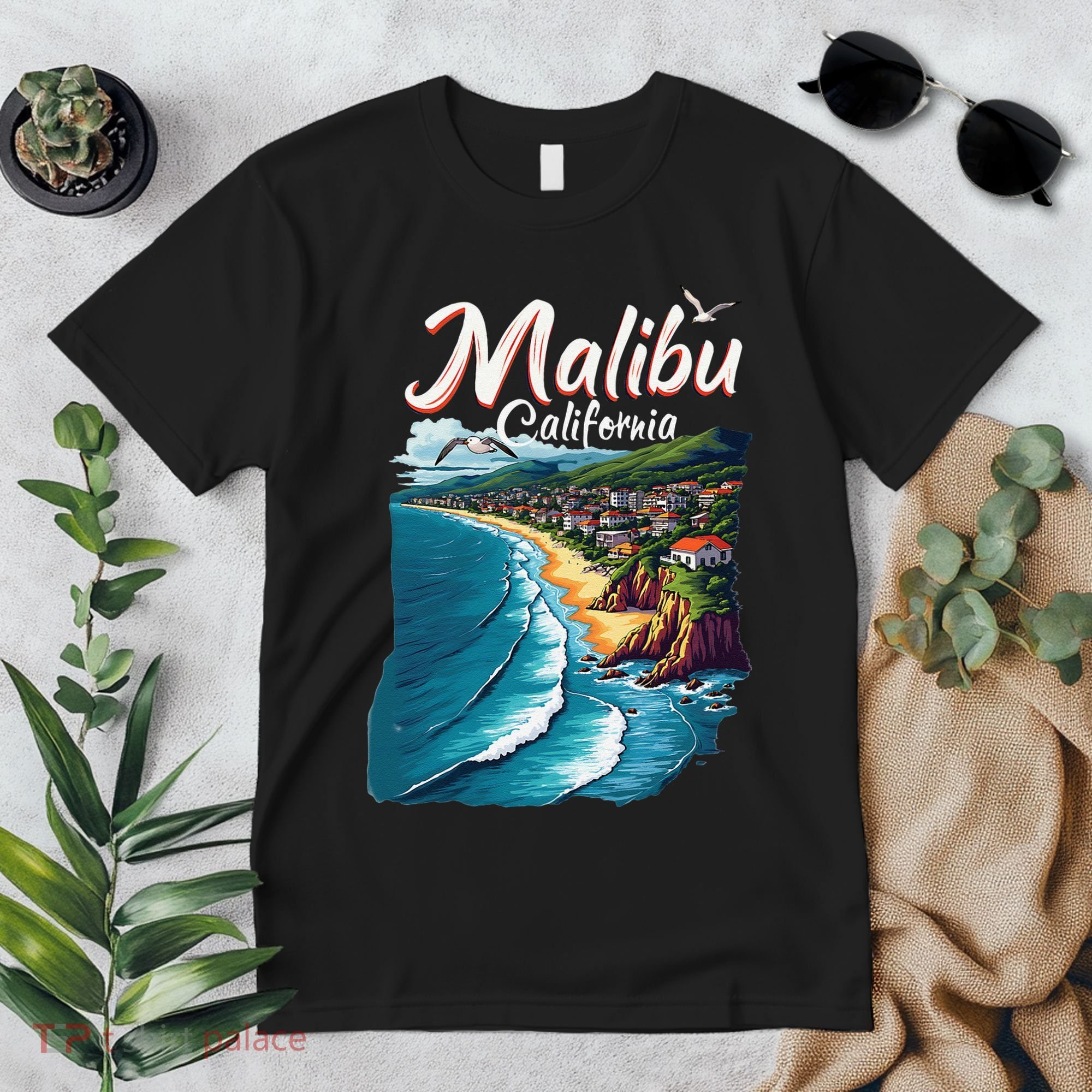 Malibu California Coastal Scenic Beach Premium T-Shirt