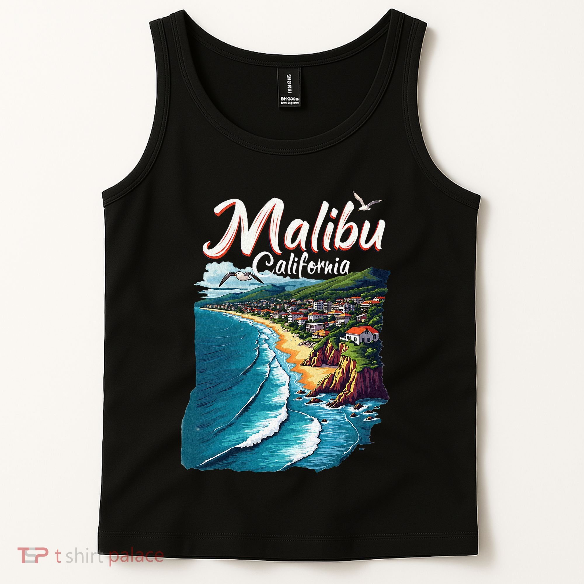 Malibu California Coastal Scenic Beach Tank Top