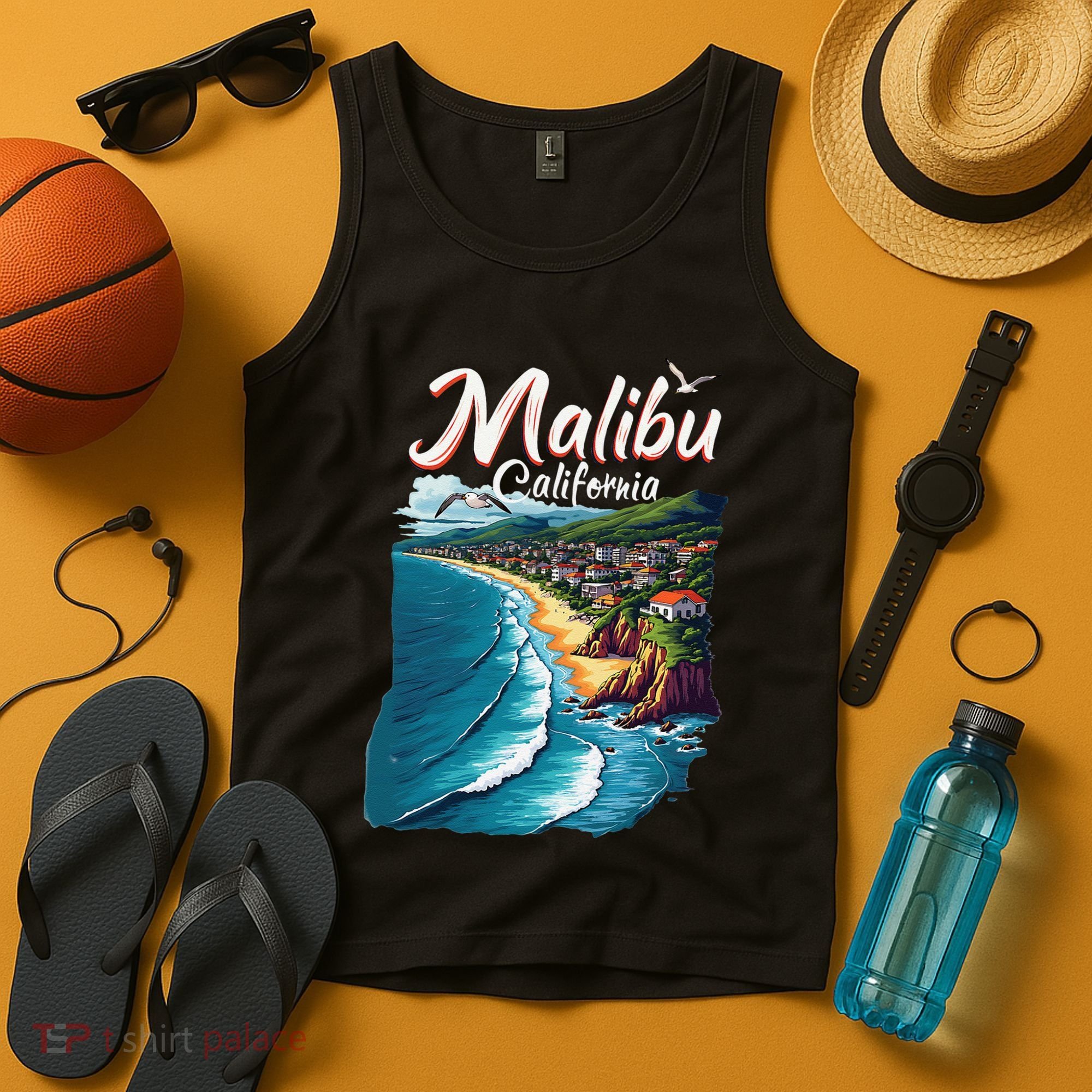 Malibu California Coastal Scenic Beach Tank Top