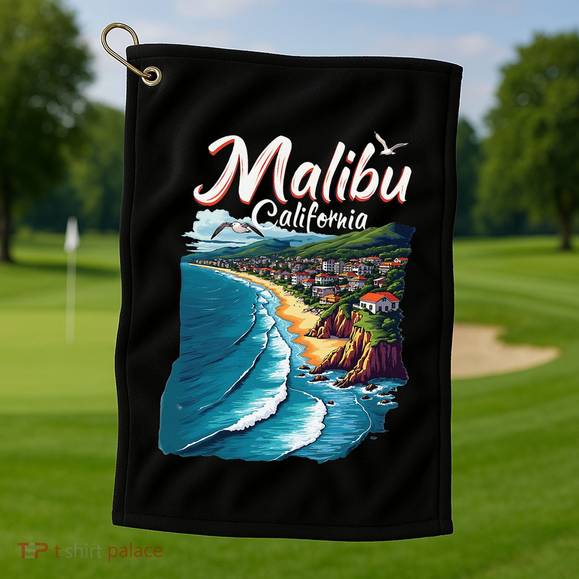 Malibu California Coastal Scenic Beach Golf Towel