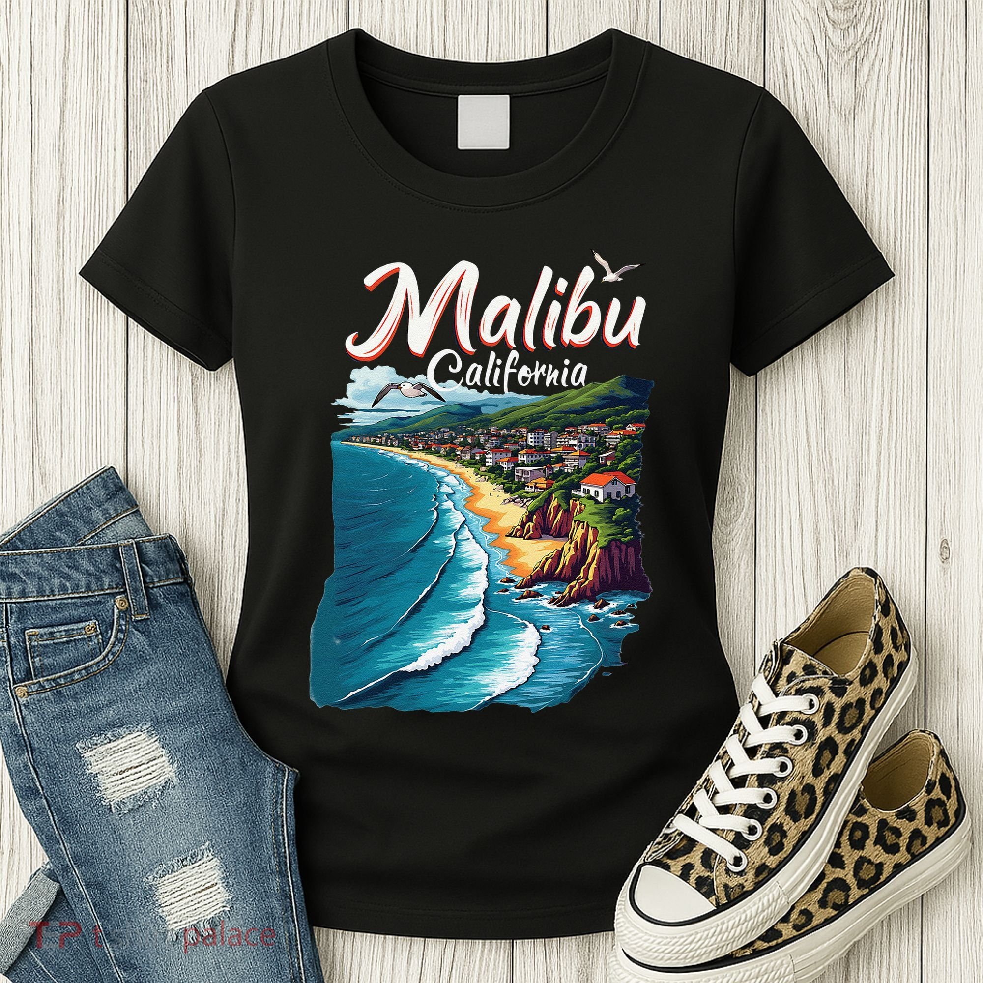 Malibu California Coastal Scenic Beach Women's T-Shirt
