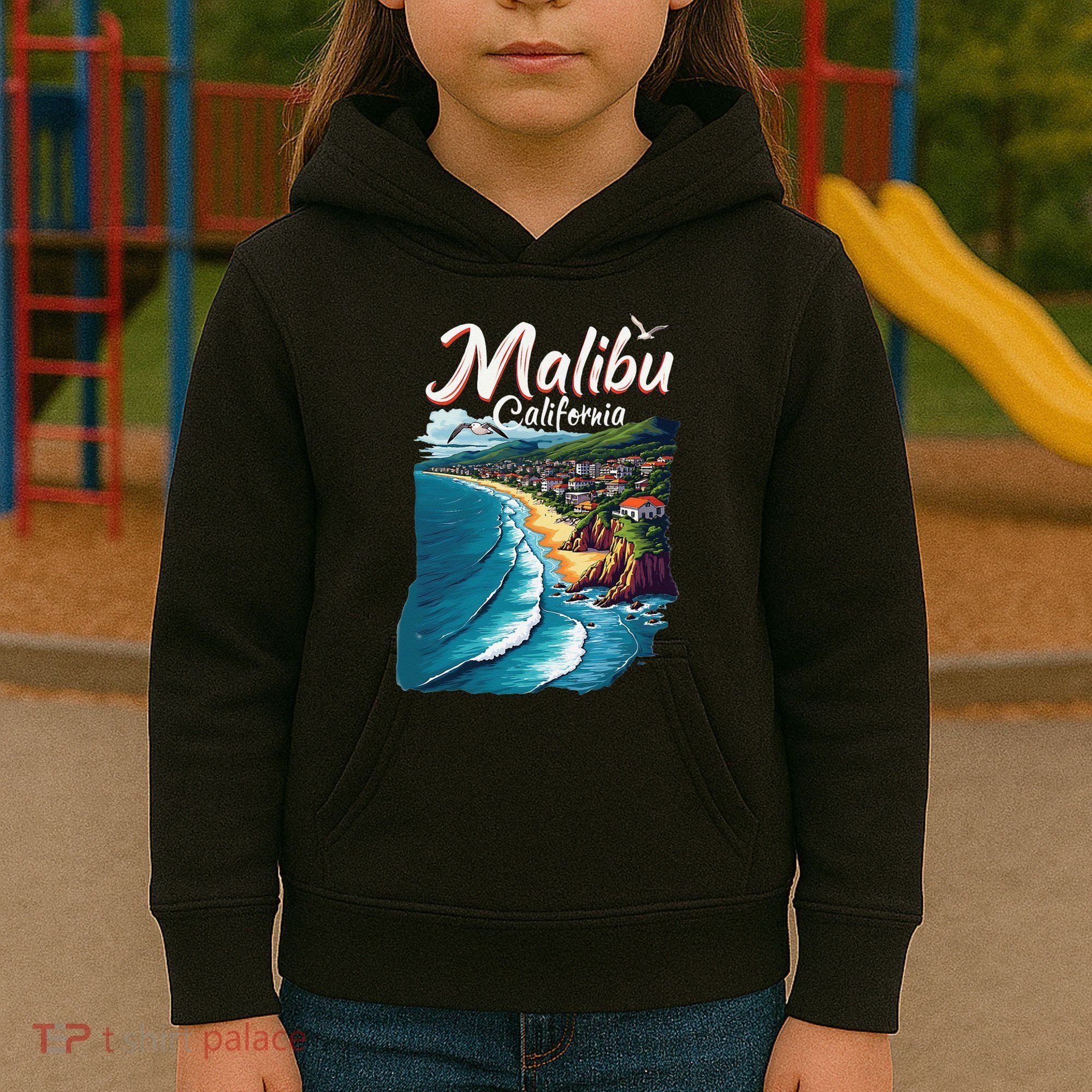 Malibu California Coastal Scenic Beach Kids Hoodie