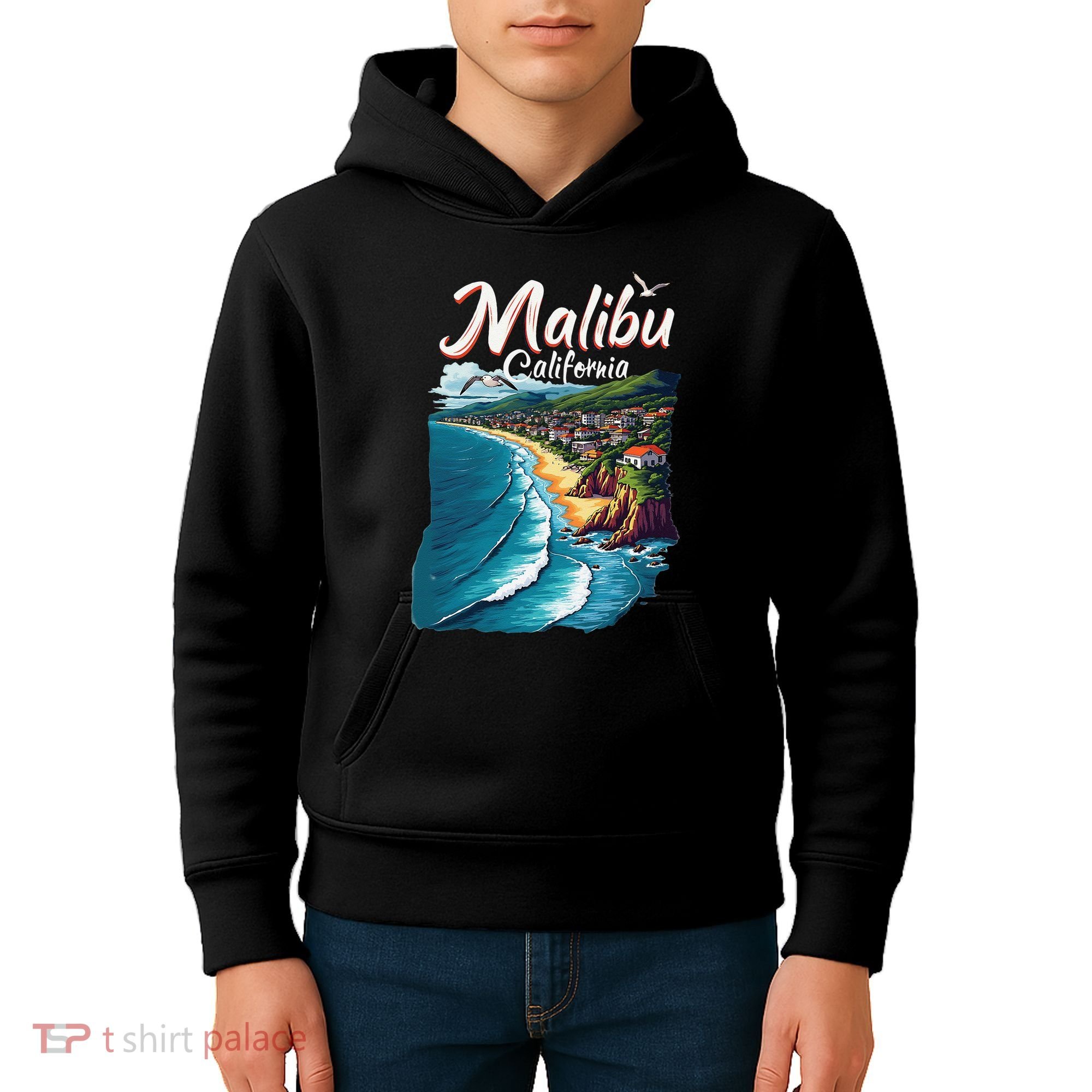 Malibu California Coastal Scenic Beach Kids Hoodie