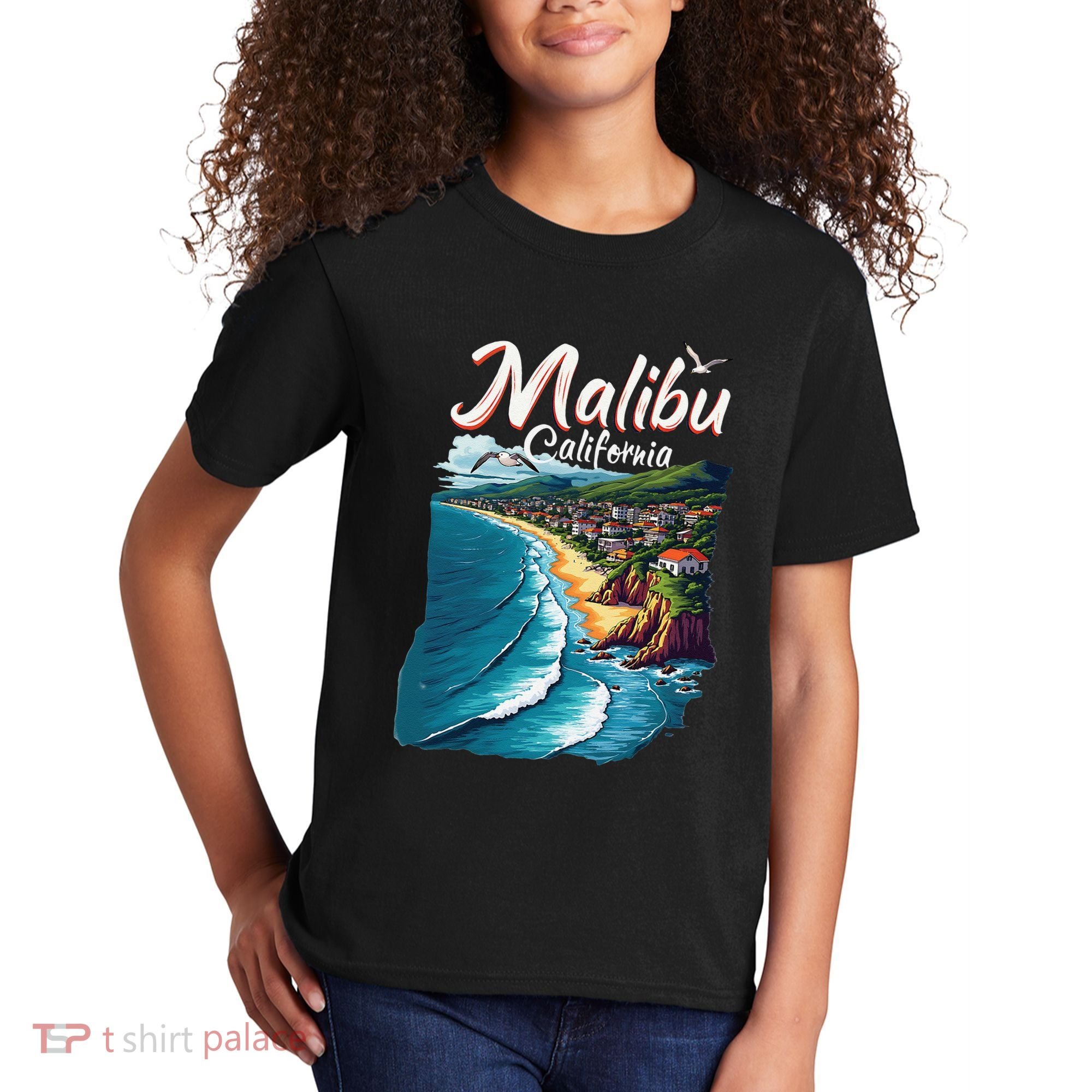 Malibu California Coastal Scenic Beach Kids T-Shirt