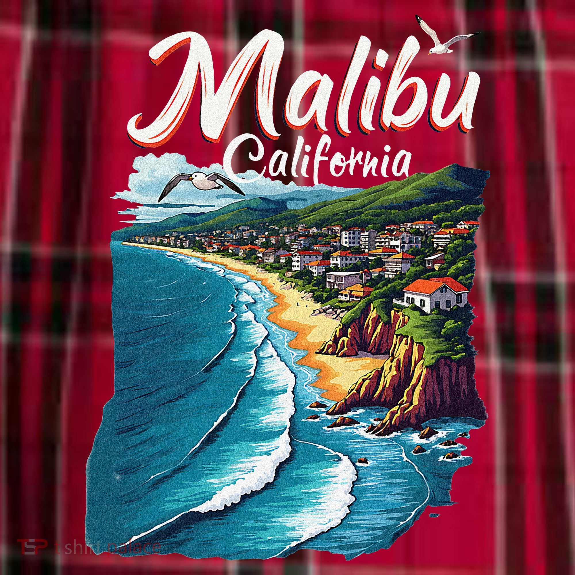 Malibu California Coastal Scenic Beach Women's Flannel Plaid Pajama Pants