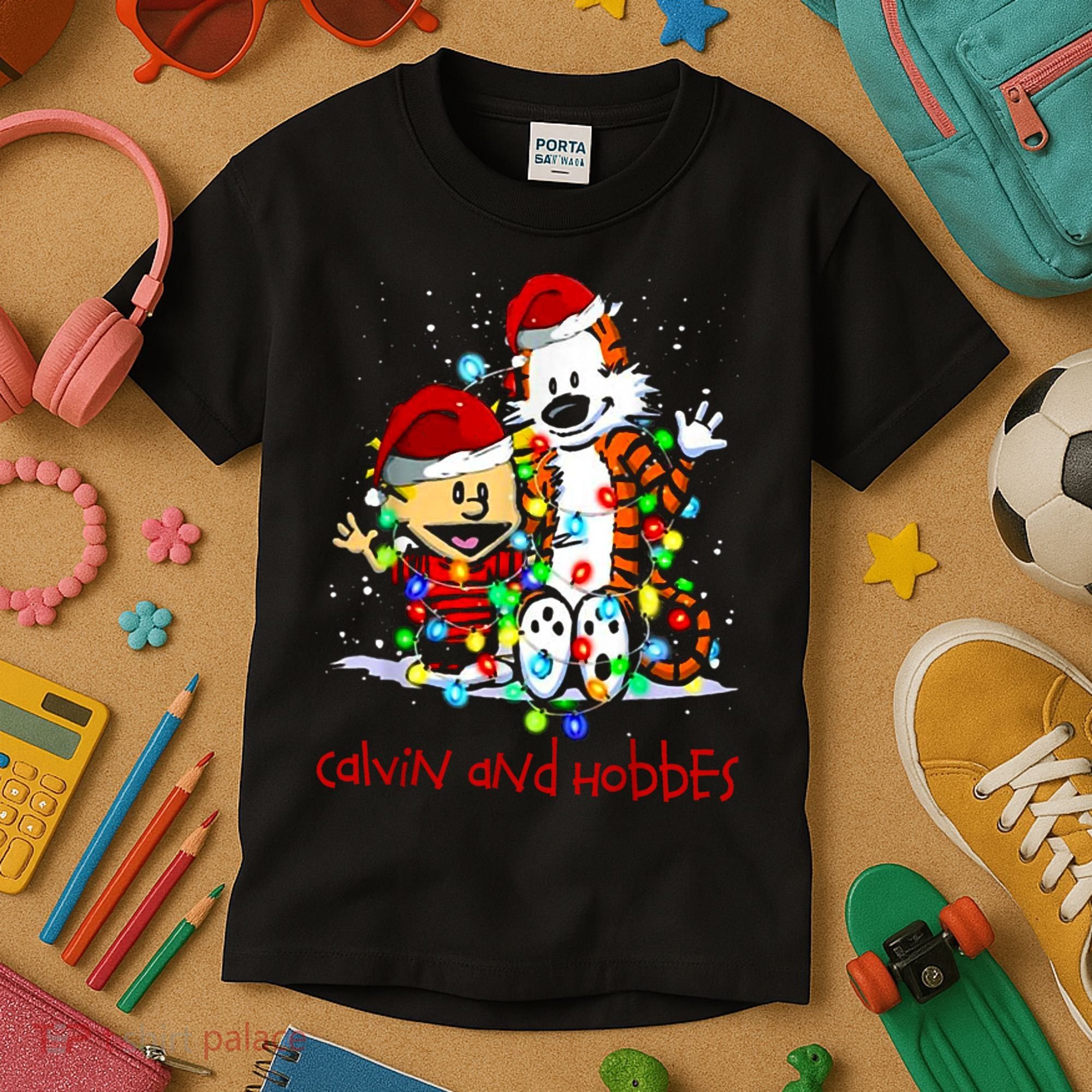 Merry Christmas Calvins And Arts Comics Hobbes Gift For Fans Kids T-Shirt