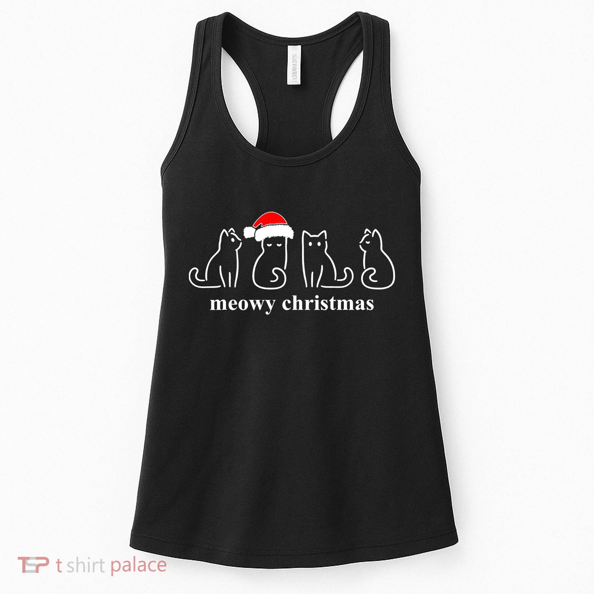Meowy Catmas Cat Christmas Cute Kitten Cats Santa Hat Xmas Women's Tank Top