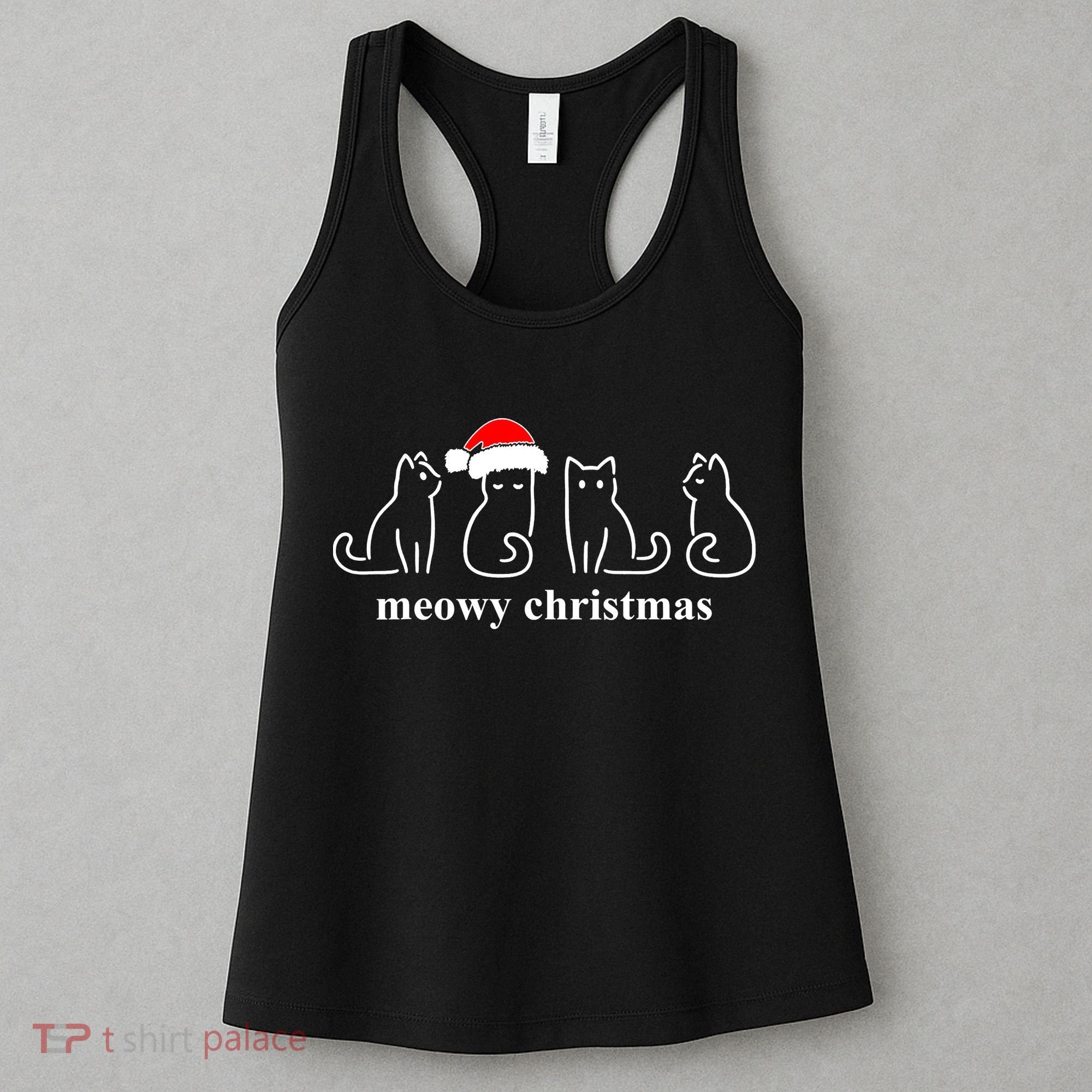 Meowy Catmas Cat Christmas Cute Kitten Cats Santa Hat Xmas Women's Tank Top