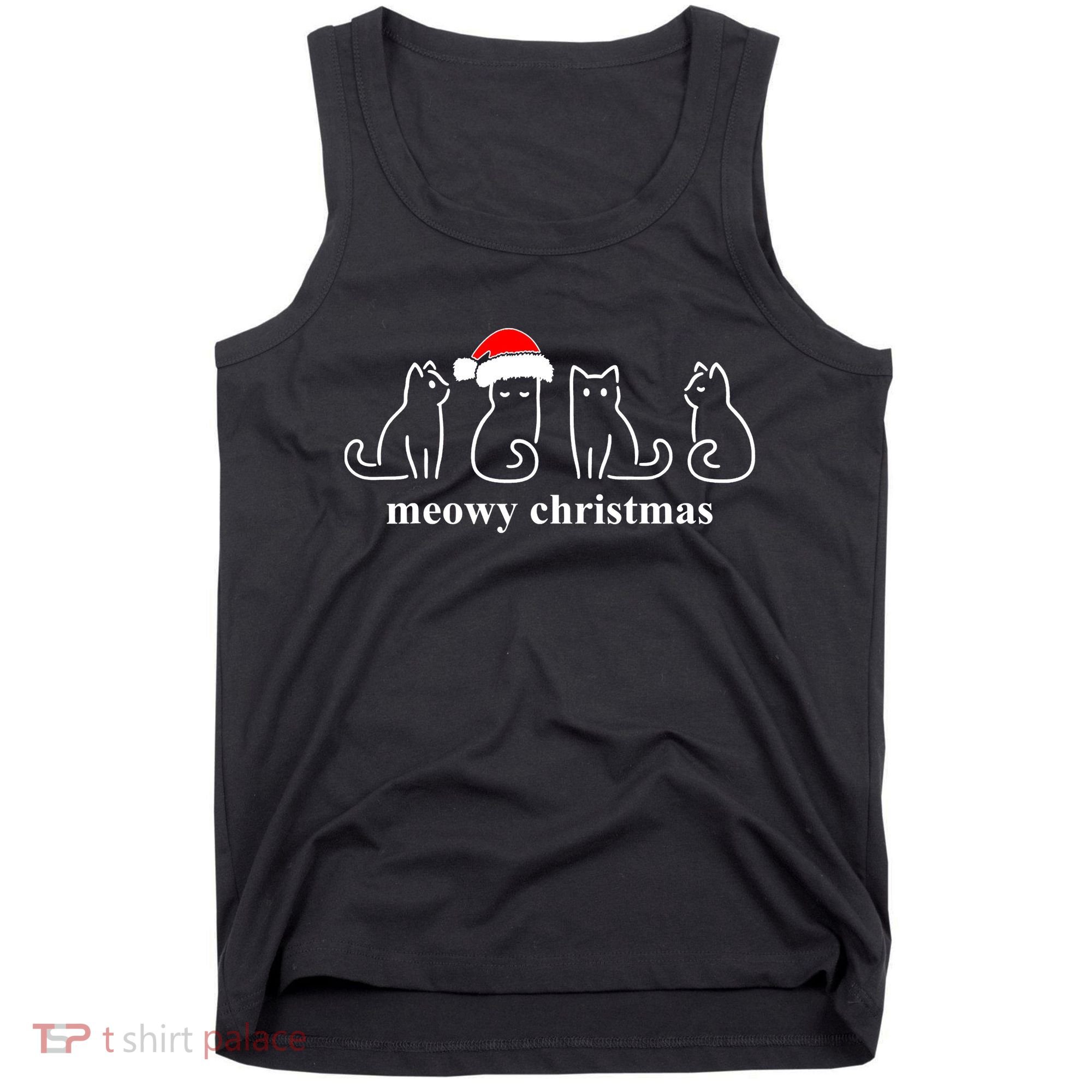 Meowy Catmas Cat Christmas Cute Kitten Cats Santa Hat Xmas Tank Top