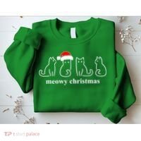 Meowy Catmas Cat Christmas Cute Kitten Cats Santa Hat Xmas Sweatshirt thumb 2