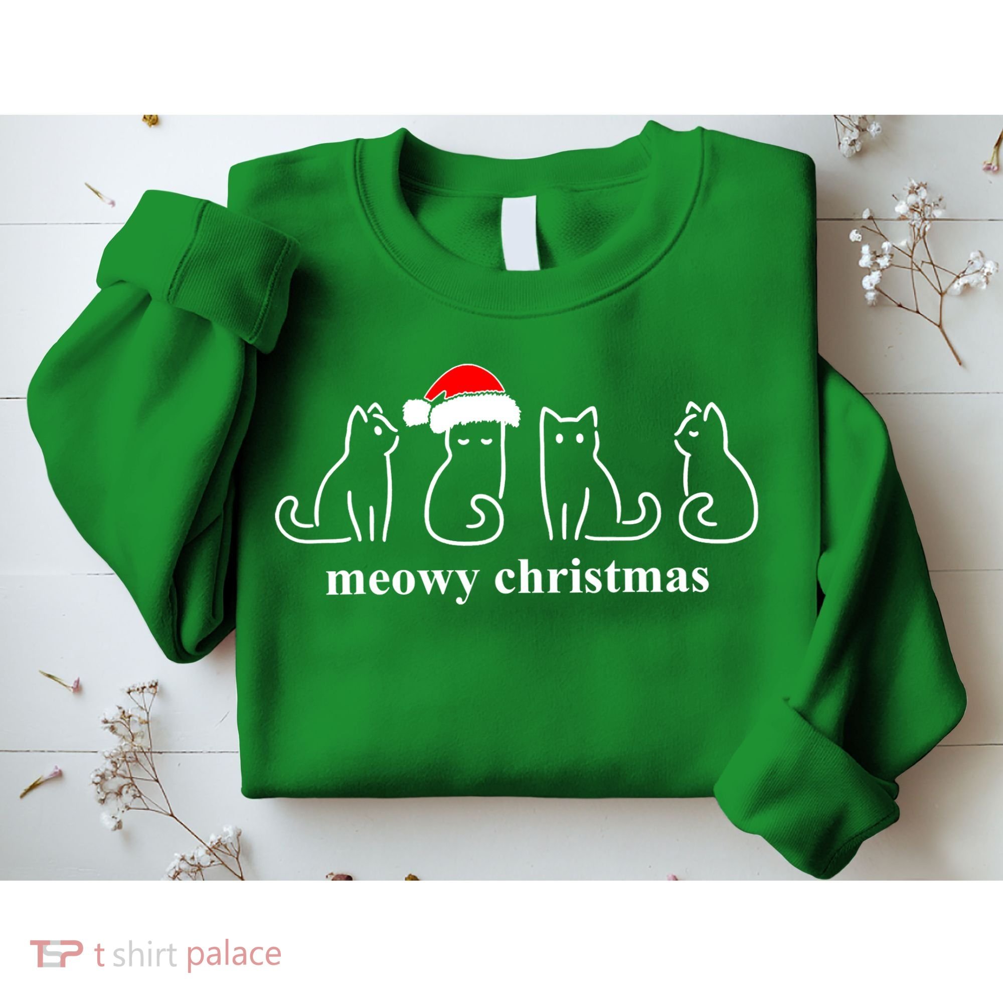 Meowy Catmas Cat Christmas Cute Kitten Cats Santa Hat Xmas Sweatshirt