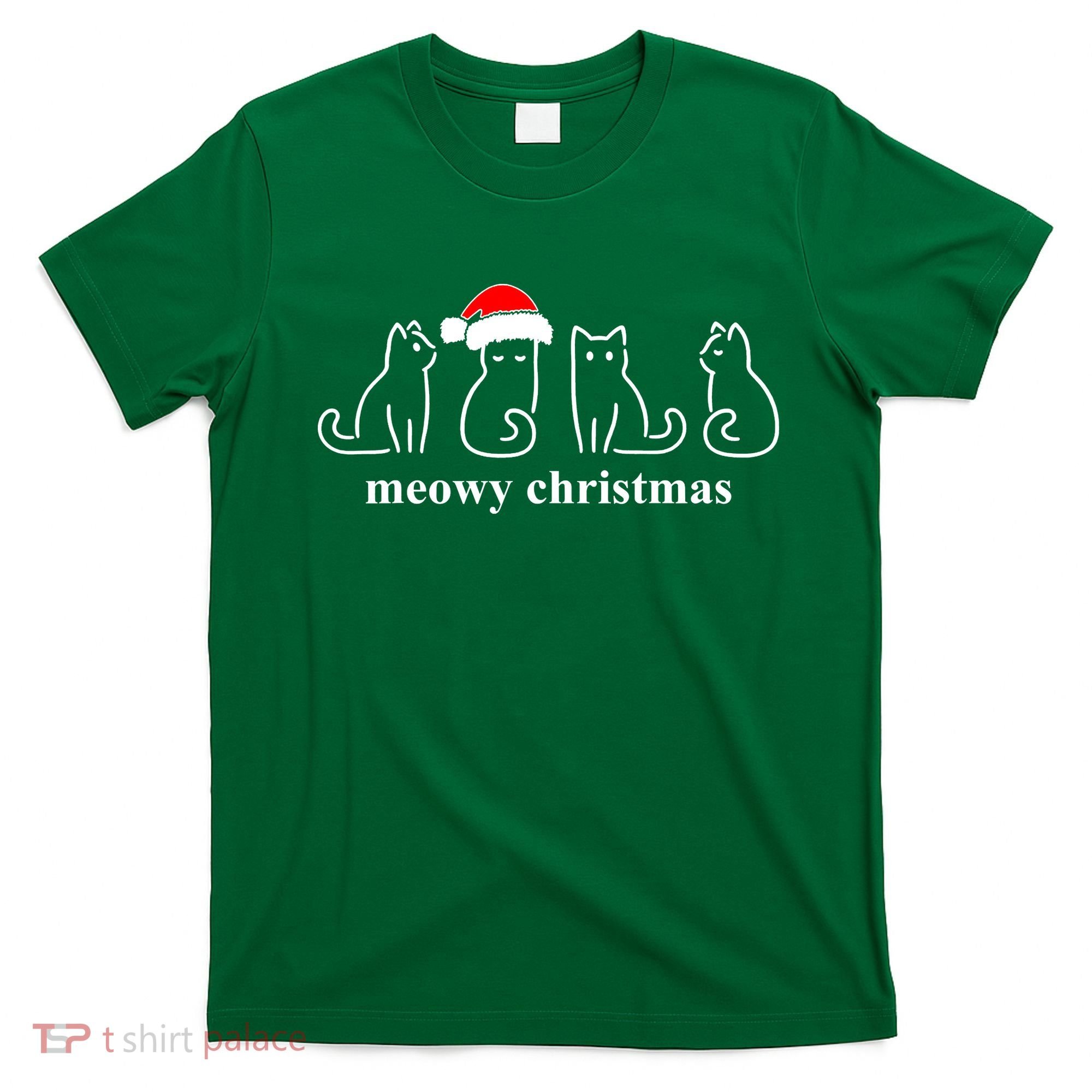 Meowy Catmas Cat Christmas Cute Kitten Cats Santa Hat Xmas T-Shirt