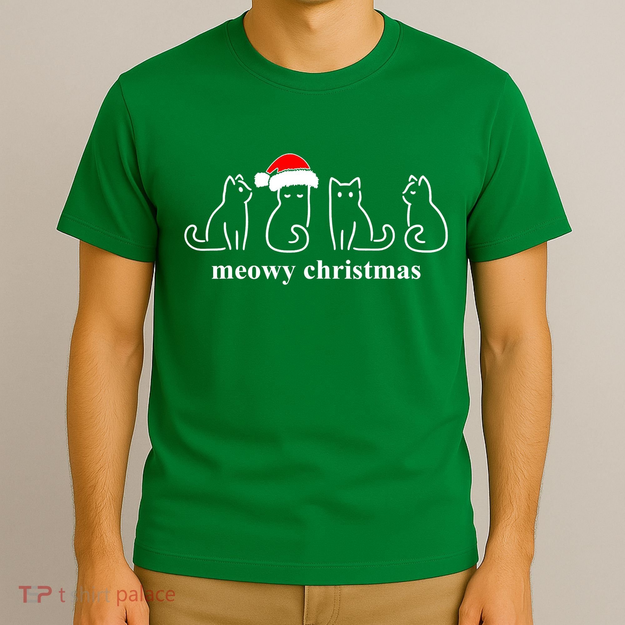 Meowy Catmas Cat Christmas Cute Kitten Cats Santa Hat Xmas T-Shirt