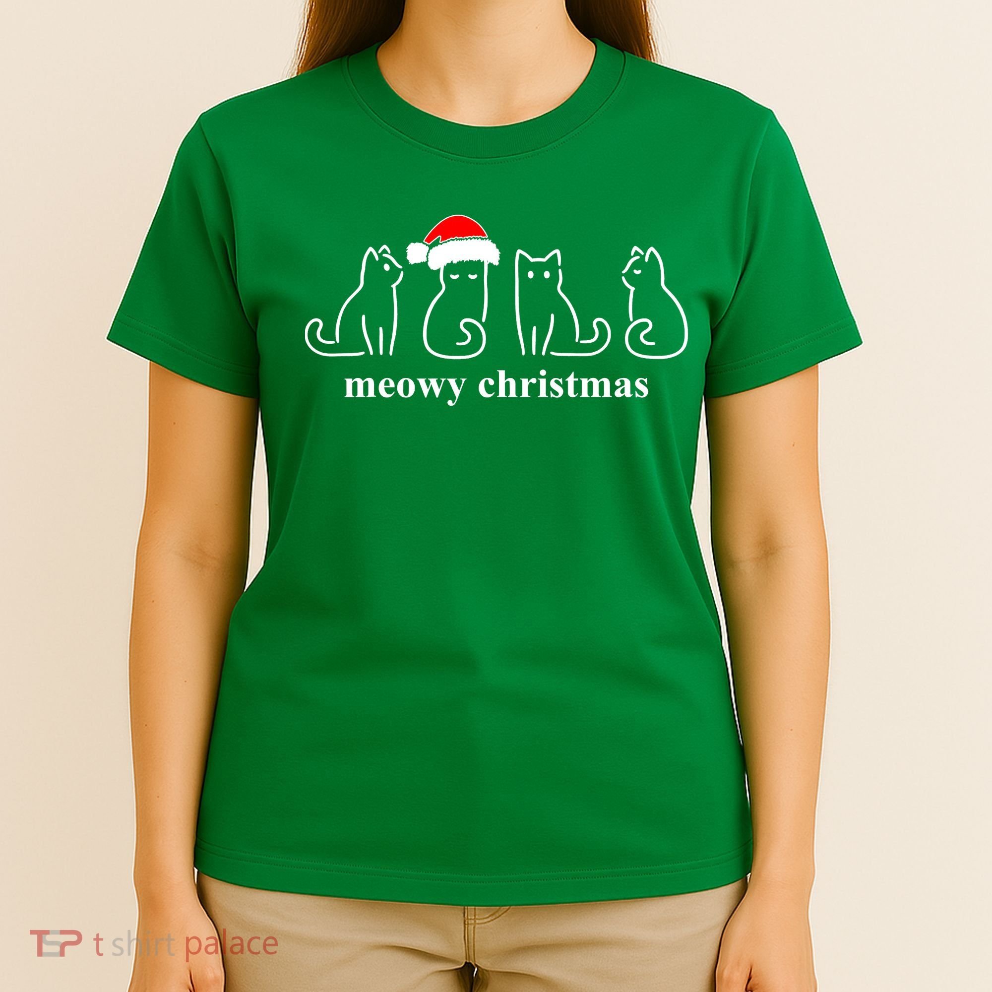 Meowy Catmas Cat Christmas Cute Kitten Cats Santa Hat Xmas T-Shirt
