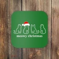 Meowy Catmas Cat Christmas Cute Kitten Cats Santa Hat Xmas Coaster thumb 0