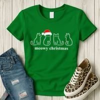 Meowy Catmas Cat Christmas Cute Kitten Cats Santa Hat Xmas Women's T-Shirt thumb 3