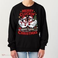 Merry Cluckin Christmas Chicken Funny Women's Sweatshirt thumb 0