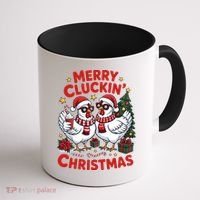Merry Cluckin Christmas Chicken Funny Coffee Mug thumb 1