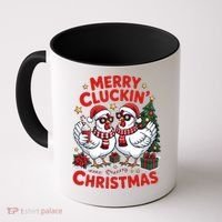 Merry Cluckin Christmas Chicken Funny Coffee Mug thumb 0