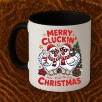Merry Cluckin Christmas Chicken Funny Coffee Mug thumb 2