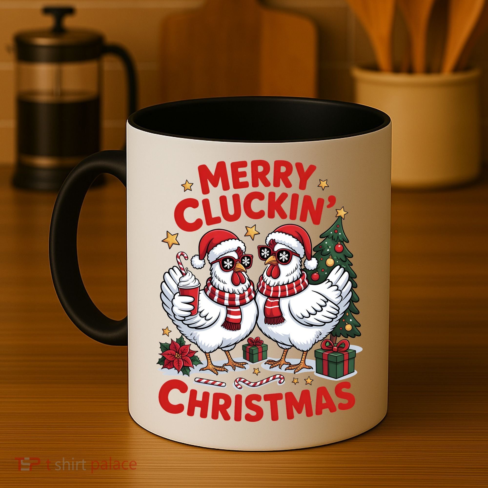 Merry Cluckin Christmas Chicken Funny Coffee Mug
