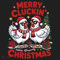 Merry Cluckin Christmas Chicken Funny Beanie thumb 2