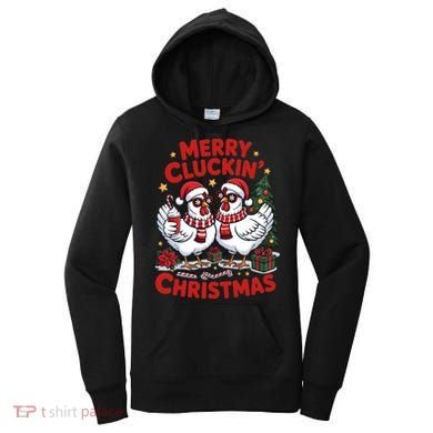 Merry Cluckin Christmas Chicken Funny Women's Hoodie