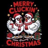 Merry Cluckin Christmas Chicken Funny Women's Hoodie thumb 2
