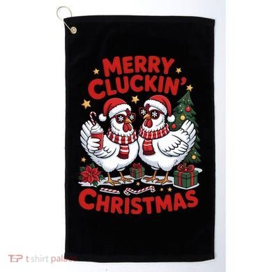 Merry Cluckin Christmas Chicken Funny Golf Towel