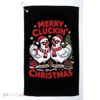 Merry Cluckin Christmas Chicken Funny Golf Towel thumb 0