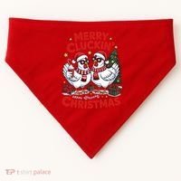 Merry Cluckin Christmas Chicken Funny USA-Made Doggie Bandana thumb 0