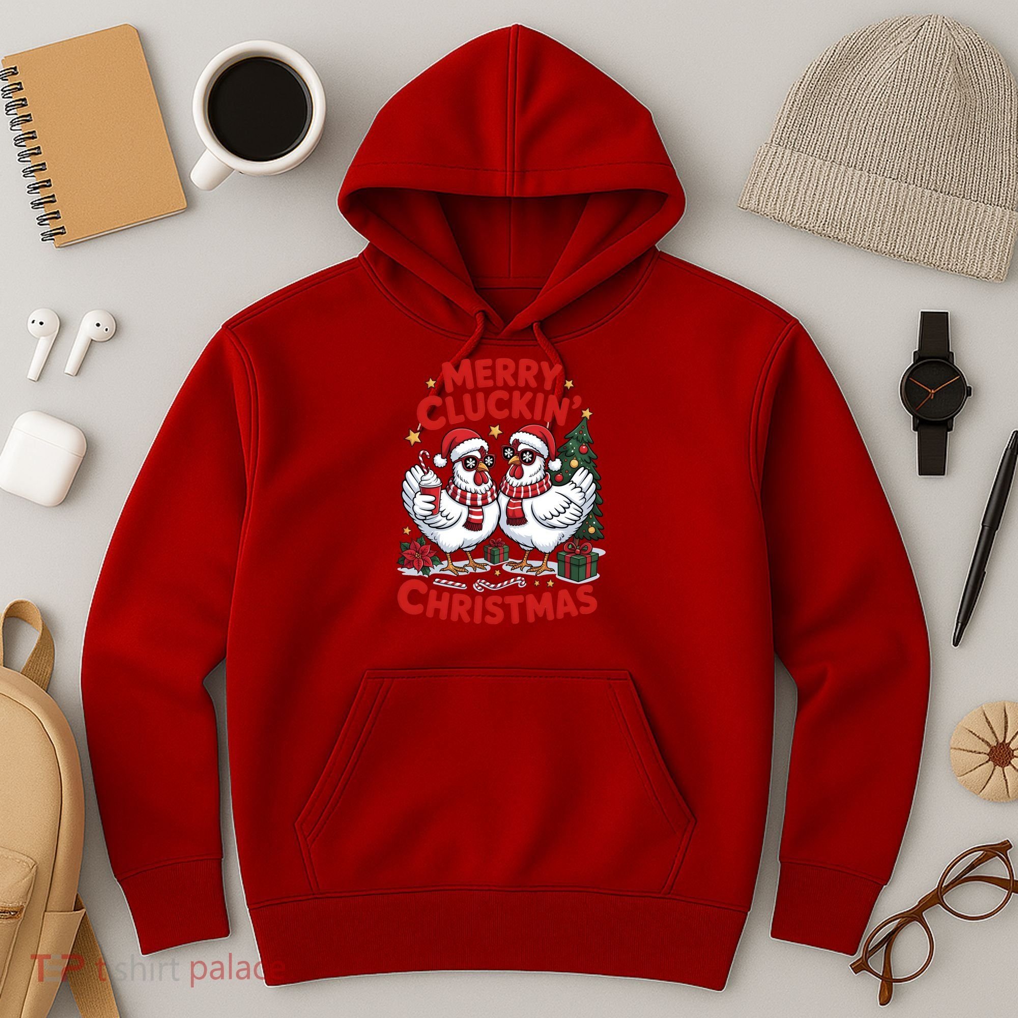 Merry Cluckin Christmas Chicken Funny Hoodie