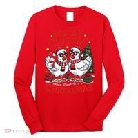 Merry Cluckin Christmas Chicken Funny Long Sleeve Shirt thumb 0