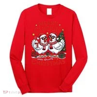 Merry Cluckin Christmas Chicken Funny Long Sleeve Shirt thumb 0