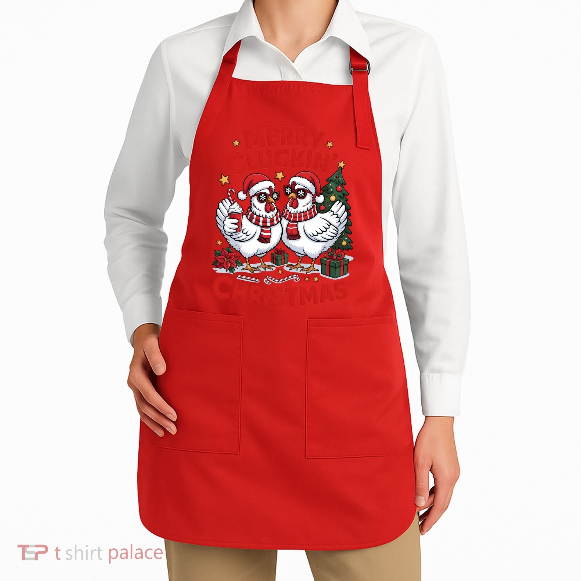 Merry Cluckin Christmas Chicken Funny Apron