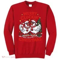 Merry Cluckin Christmas Chicken Funny Sweatshirt thumb 0