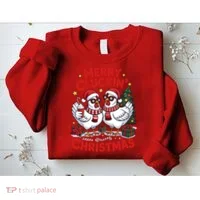 Merry Cluckin Christmas Chicken Funny Sweatshirt thumb 2