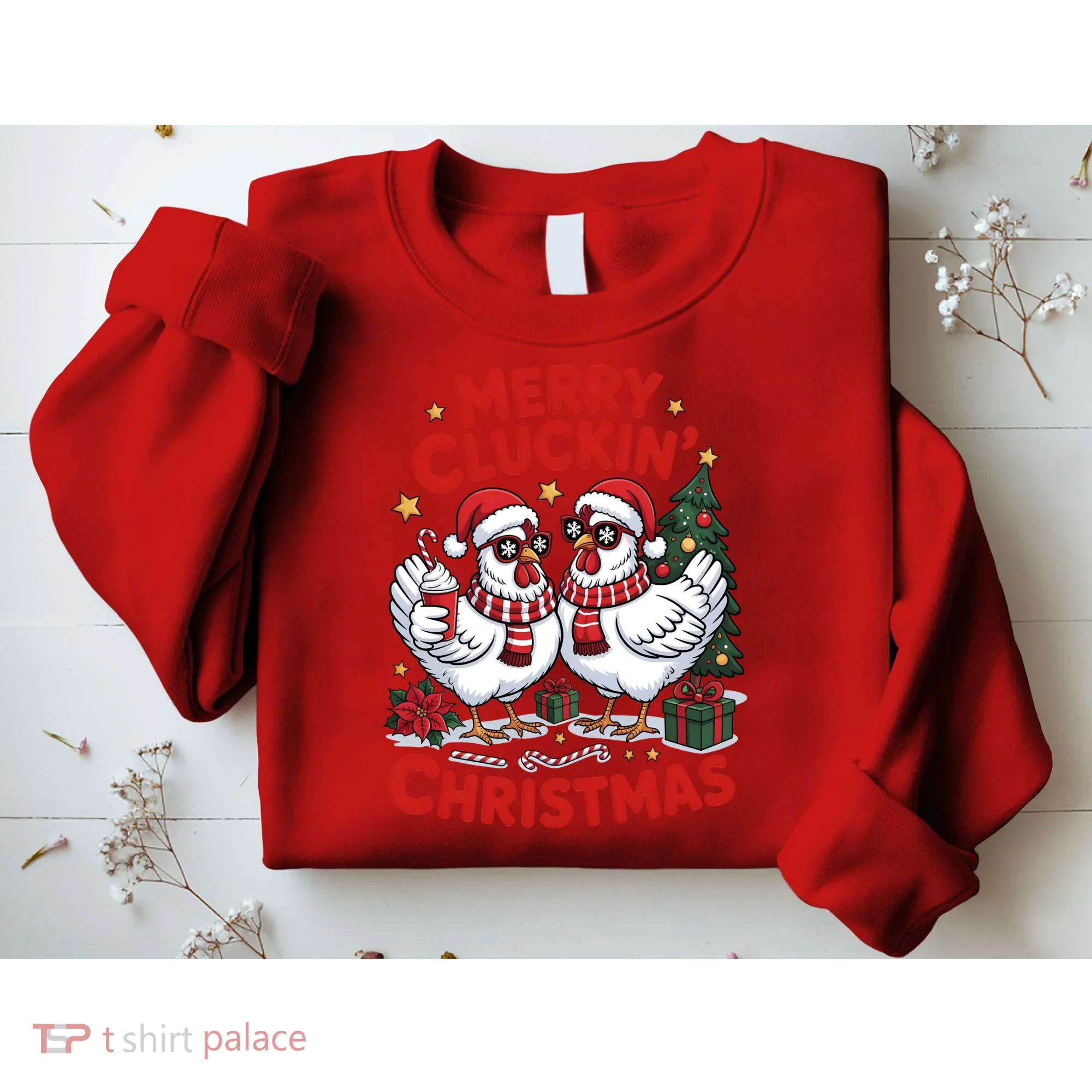 Merry Cluckin Christmas Chicken Funny Sweatshirt