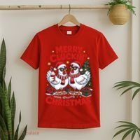 Merry Cluckin Christmas Chicken Funny T-Shirt thumb 2
